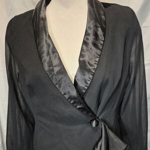 Elegant Black Satin Trim Women's Jacket